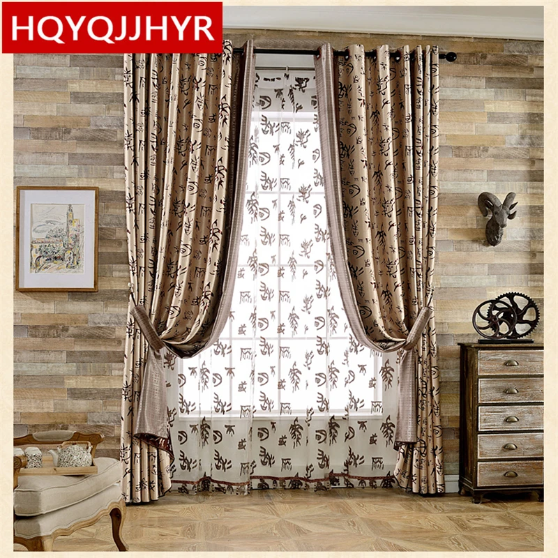 Chinese ancient characters Blackout curtains for living room Luxury