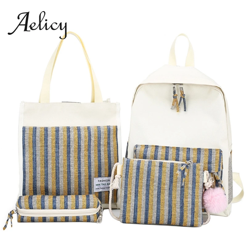 

Aelicy 4 Sets Plaid Backpacks Teenager Students Casual School Bags+Women Crossbody bag+shoulder Bag+pencil Case 4pcs