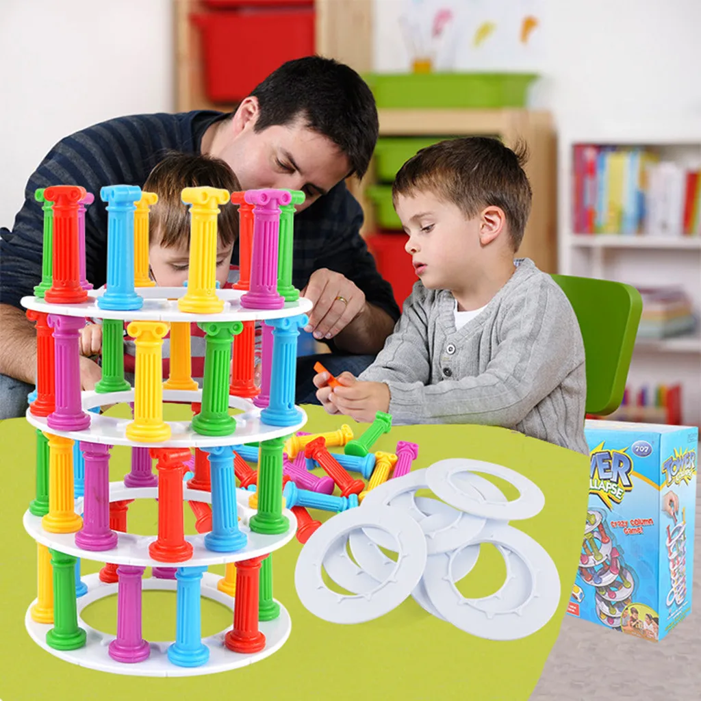 

2019 Tops Quality Board Game Wobbly Tower Collapse Game Stacking Column Blocks Board Games for Kids Dropshipping juguete YE23