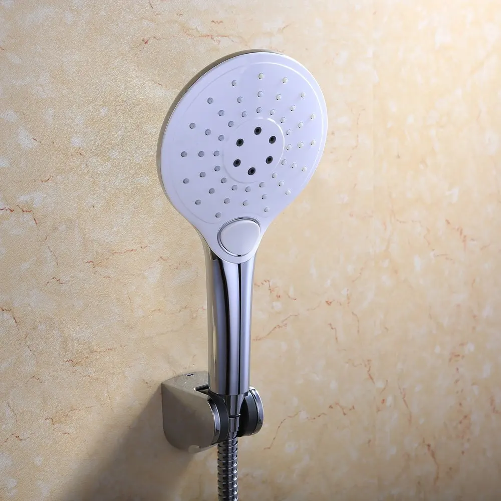Bathroom Three Function Handheld Shower Head Push Button with Hose and
