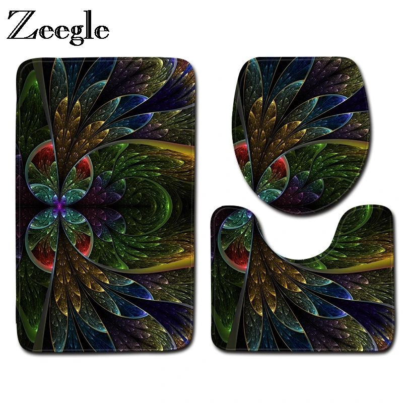 Zeegle 3 шт. Ванная комната коврик набор анти скольжения коврики крышки унитаза