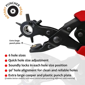 

Punch Plier For Leather Belt Hole Eyelet Puncher Revolve Sewing Machine Bag Setter Tool Watchband Strap Household Leathercraft