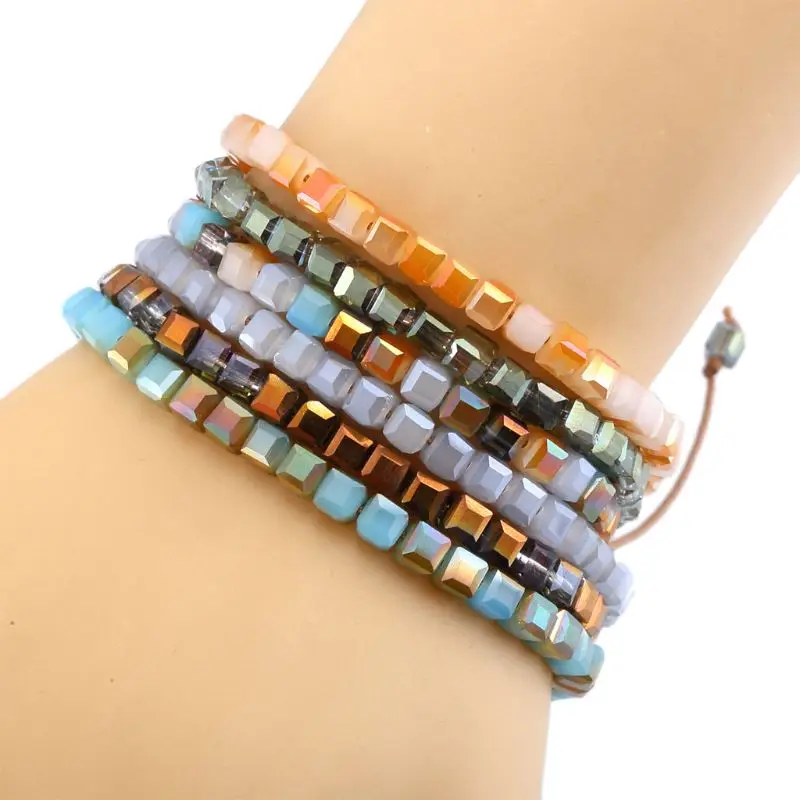 

ANGELADY 1PC Popular Women Simple Bracelet Ethnic Style Hand-Woven Crystal Bracelets Jewelry Handchains Holiday Gifts New