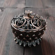 Alloy Buddhist Lotus Shaped Censer Mini Sandalwood Censer Zinc-copper Incense Burner Brass Home Office Decor Incense Holder
