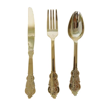 

12pcs 4 knives+4 soons+4 forks Disposable Party Cutlery Set Tableware Plastic Rose Gold/Silver Wedding Birthday Flatware Sets