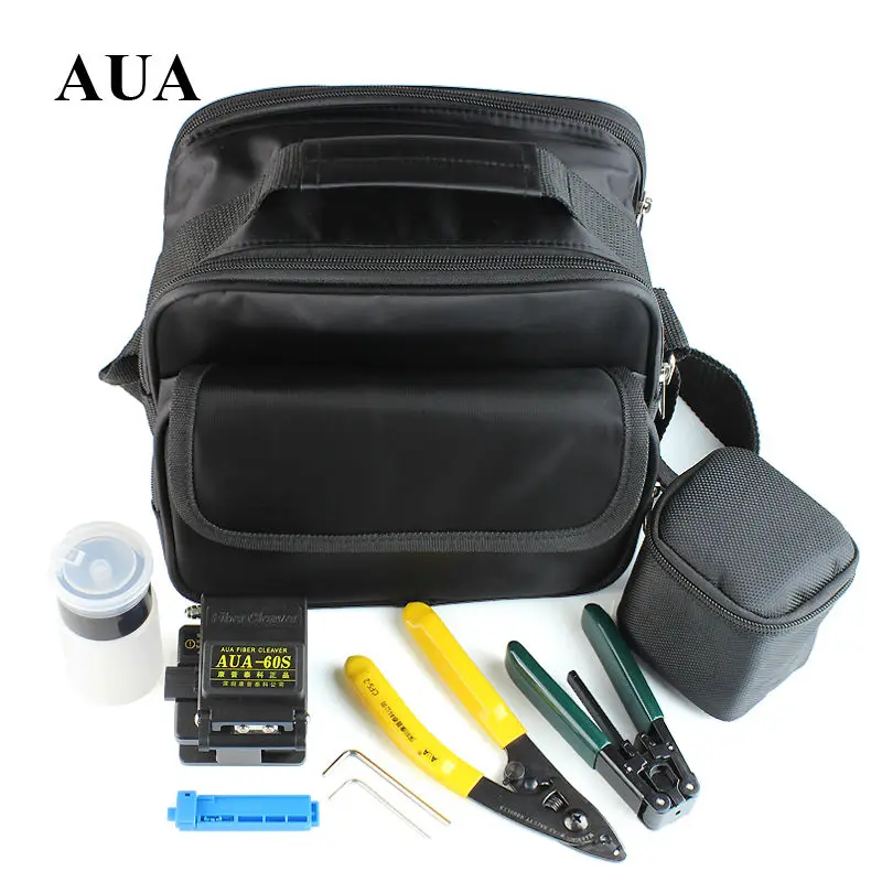 

Fiber Optic Tool 7 in 1 FTTH Splice fiber optic tool kits Fibre stripper +AUA-60S fiber cleaver and tools bag Kit