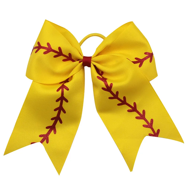 Adogirl 7" Solid Ribbon Baseball Softball Hair Bow With Glitter Girls