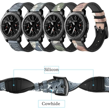 

Camouflage Sports Silicon Leather Strap for Samsung Gear S3 Classic band bracelet 22mm wrist bands replacement Real Leather belt