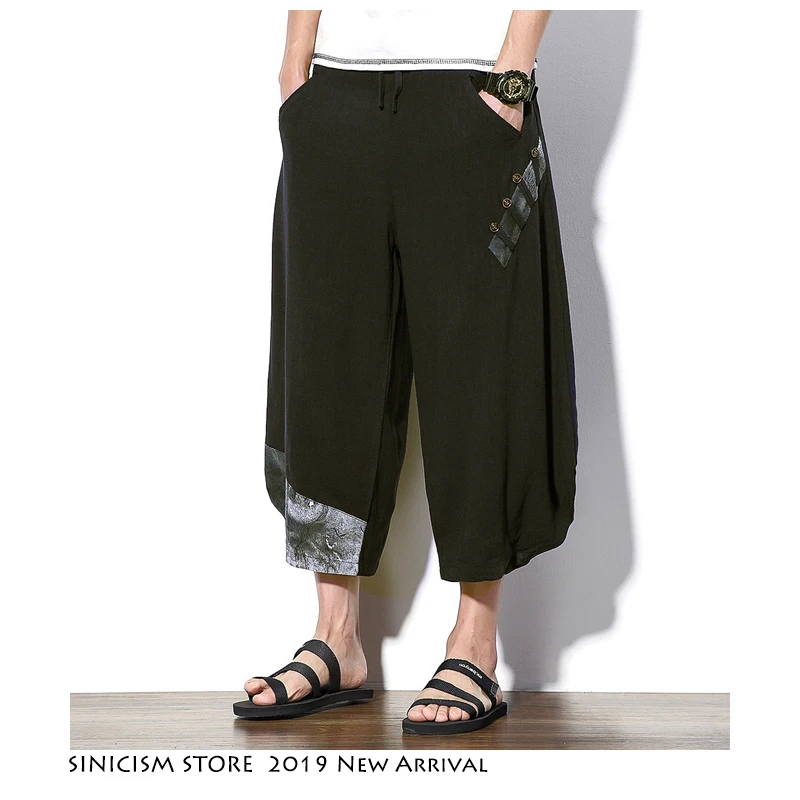 Sinicism Store китайские стильные хлопковые льняные шаровары мужские 2019 летние модные