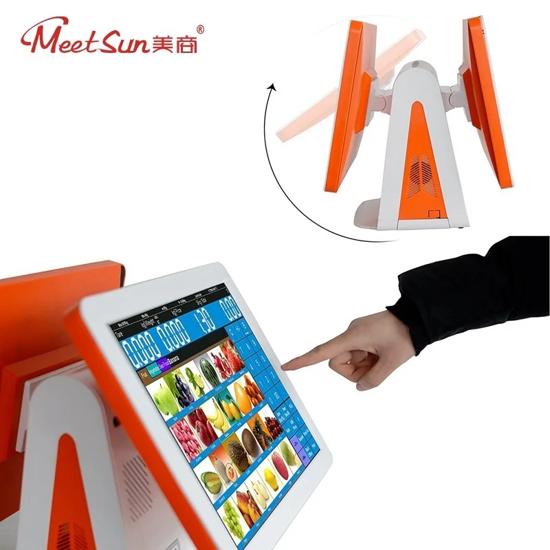 Meetsun AP 6000D 3 все в одном POS двойной Экран Pos Системы кассовый аппарат 15 ''Дисплей