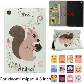 

Mipad 4 PU+PC Leather Case Cover 8'' Shockproof cartoon Print Protective Stand for Xiaomi Mi pad 4 Pad4 Smart Magnet Tablet Skin