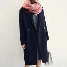 Новые осенне-зимние женские пальто Vestidos Модные свободные большие размеры толстые MD-Long стильные однотонные шерстяные пальто для женщин верхняя одежда