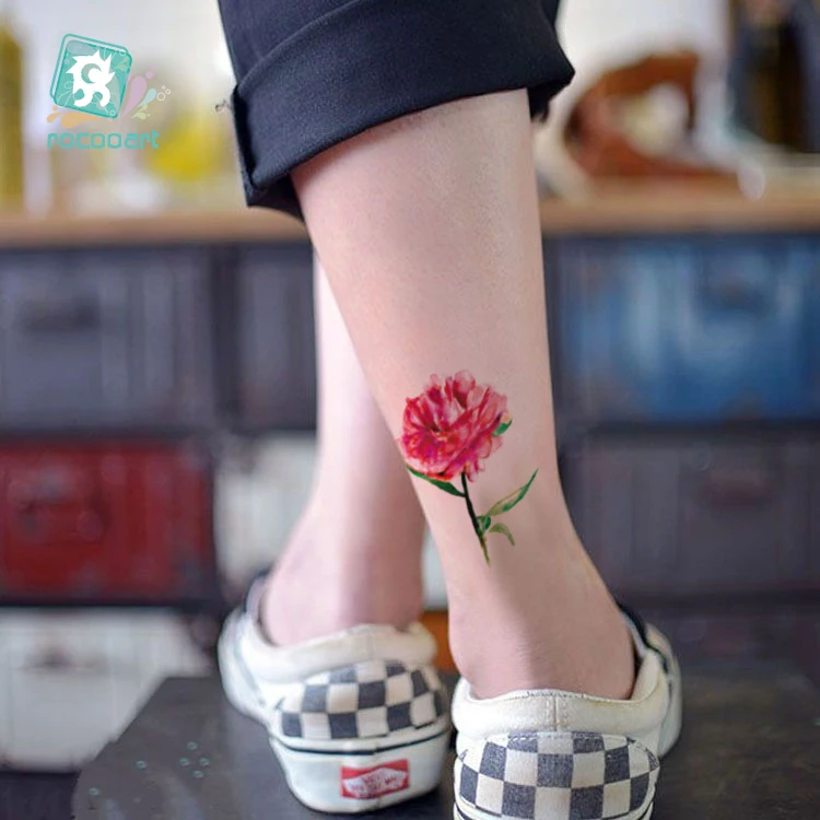 Rocooart Цветочные Временные татуировки для женщин тату наклейка на руку модный боди-арт Водонепроницаемая рука поддельная бумага для тату 10,5x6 cm