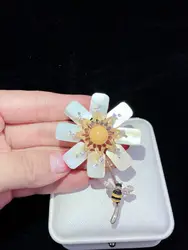Y255 цветок высокого качества позолоченный проложенный CZ Ожерелье Брошь-подвеска кубический цирконий ювелирный разъем рукоделие Создание