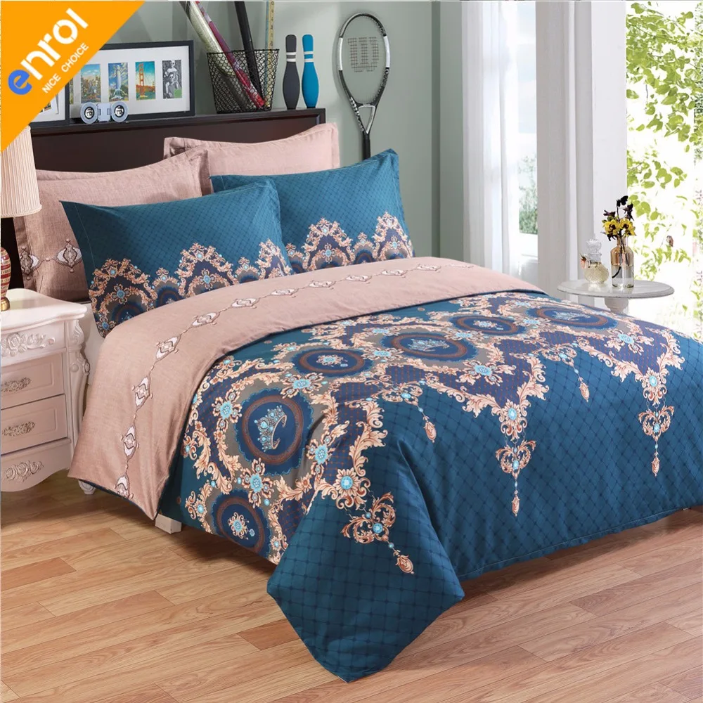 3pcs Bedding Sets European Printed Quilt Cover and Pillowcase for Adult