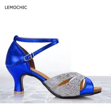 LEMOCHIC горячая Распродажа подходит для лета новые Танго Румба ча-джаз, сальса удобные высокий каблук Производительность женская танцевальная обувь