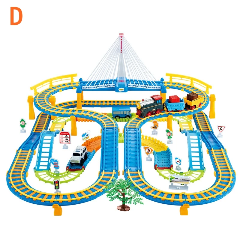

Kids DIY Electric Train Track With LED light Multi-layer Spiral Track Roller Coaster toys Compatible legoes lepin roller Railway