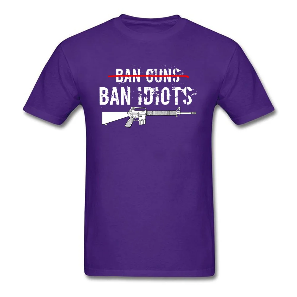 Tops Shirts cosie T-shirts Mother Day 2018 Newest Normal Short Sleeve 100% Cotton Round Collar Youth Top T-shirts Normal Ban Idiots Not Guns Pro Gun Second Amendment Shirt purple