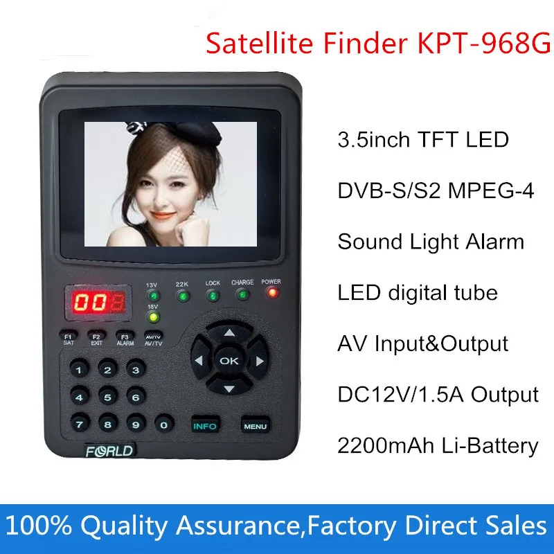 Бесплатная доставка Digital сателлитный Finder kpt 968g 3.5 дюйма TFT LED Handheld