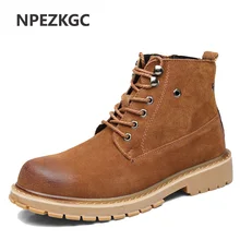 NPEZKGC/мужские ботинки из натуральной кожи; Стильная мужская обувь на шнуровке; Повседневная модная обувь; сезон осень-зима; рабочие ботильоны