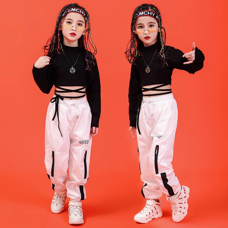 Детский костюм в стиле хип-хоп, новый джазовый танцевальный костюм в стиле хип-хоп для девочек, уличная одежда для девочек, комплект одежды