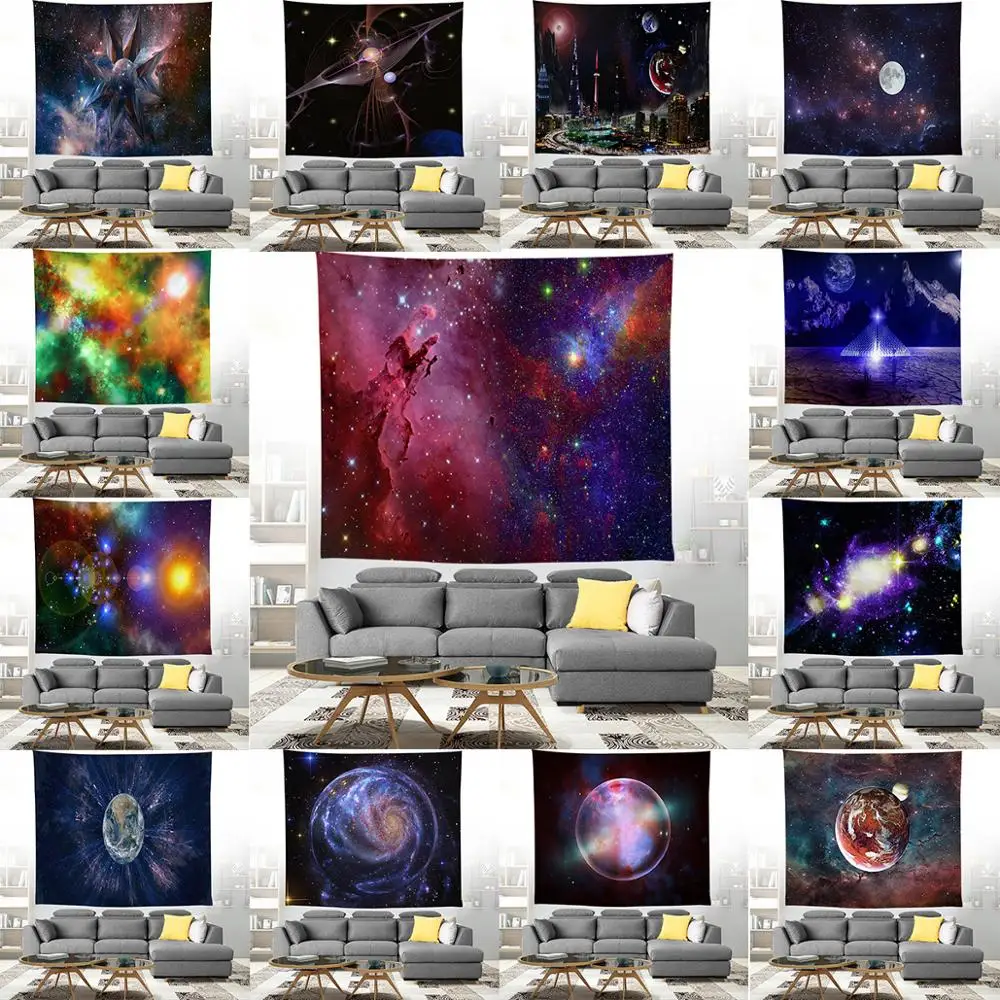 

ZEIMON Galaxy Outer Space Tapestry 3D Printed Building Psychedelic Yoga Mat Blanket Shawl Farmhouse/Home Decorative Tapestries