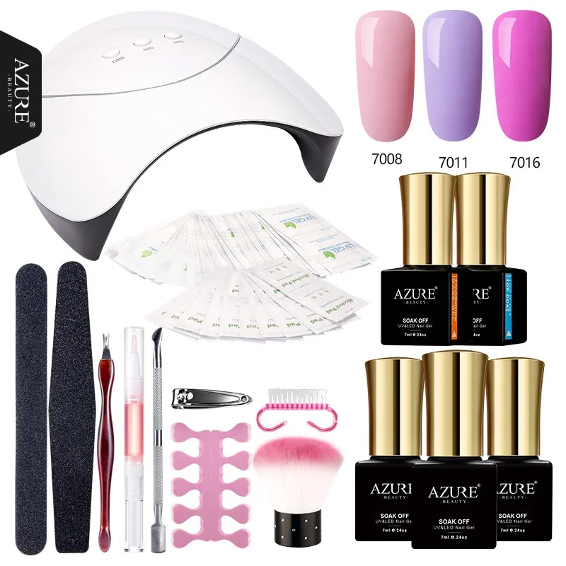 

Azure Beauty 17Pcs/Lot 36W Led Lamp Nail Art Gel Polish Set Smart Sensor UV Lamp Nail Polish Lacquer Kits Semi Permanent Gel