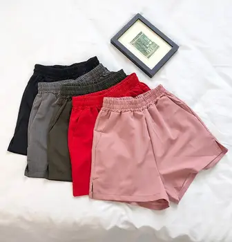 

Summer casual elastic waist comfort candy color wide leg shorts