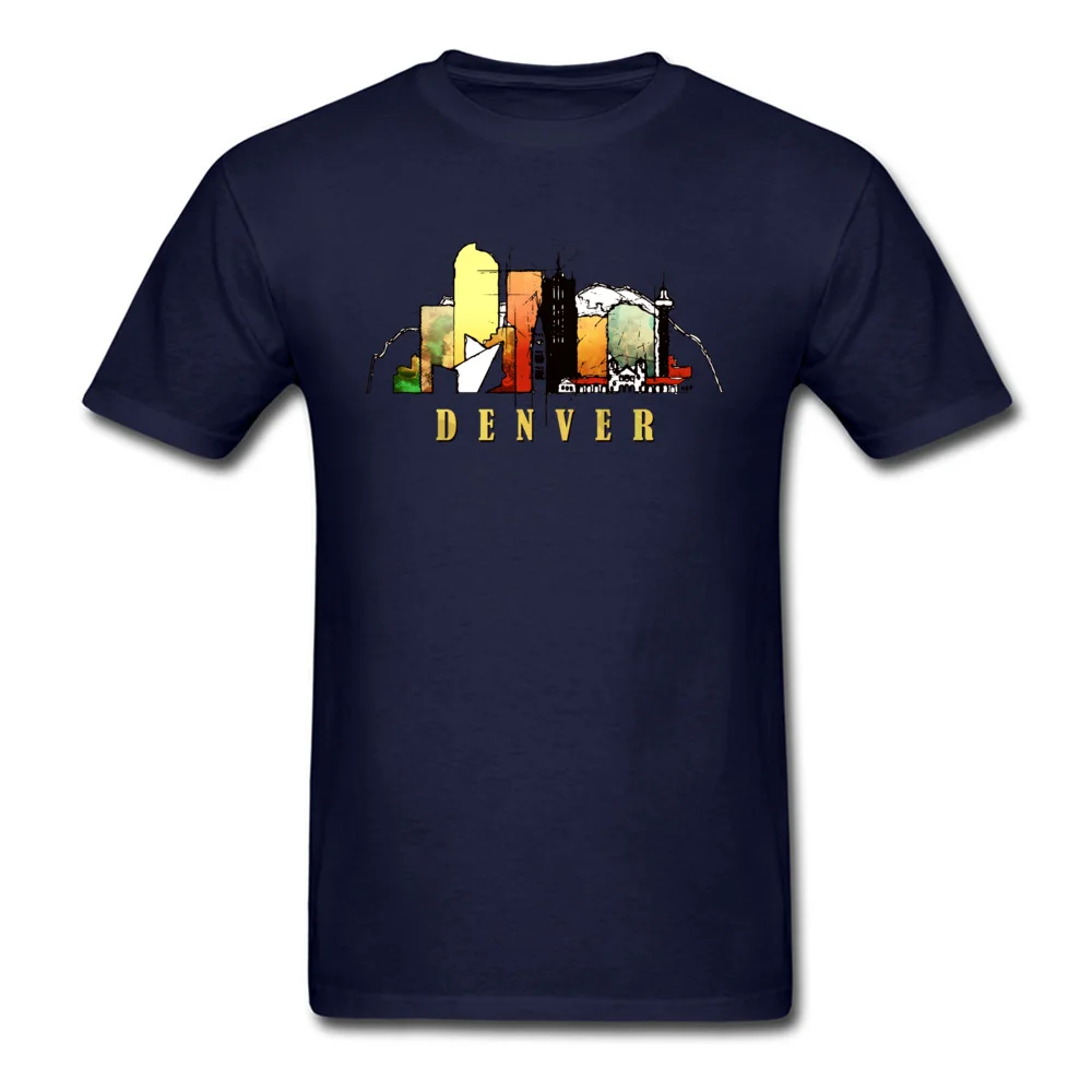 Casual T Shirts 2018 Popular Crew Neck Denver city Pure Cotton Men T Shirt Normal Short Sleeve Tops Tees Free Shipping Denver city navy