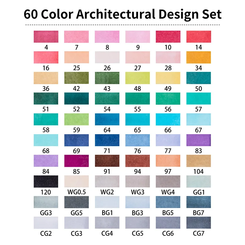 STA3203 60 цветов набор маркеров для эскизов-Профессиональный эскизный художественный маркер для художника ручная роспись двойная головка спиртовые маркеры поставки - Цвет: 60 Architectural Set