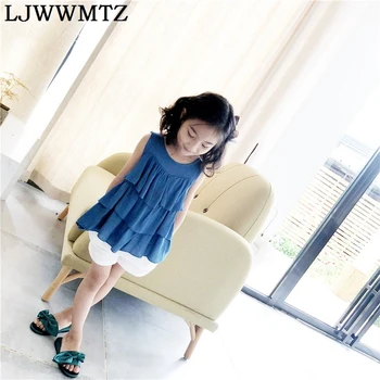 

LJWWMTZ AQJ60628 2018 summer new Korean version of girls' multi-layer ruffled doll shirt + solid white shorts