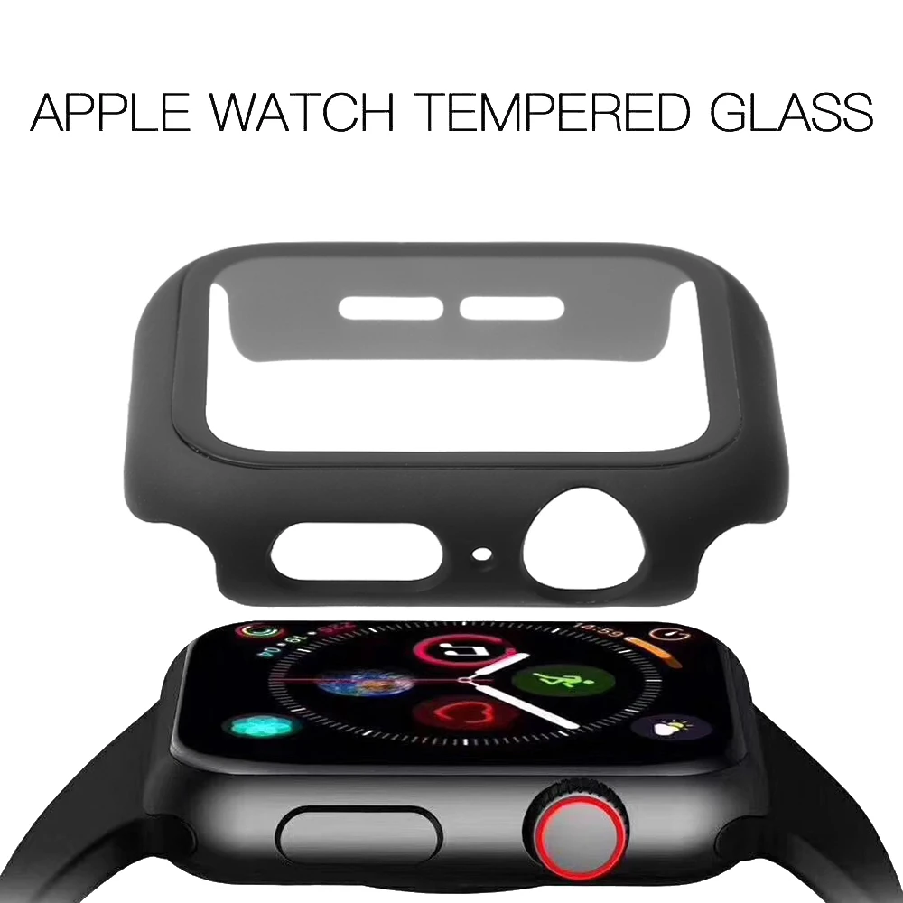 

Fashion 38 40 42 44mm Shockproof Cover PC Shell Tempered Glass Screen Protector Full Bumper Case For Apple Watch Series 4/3/2/1
