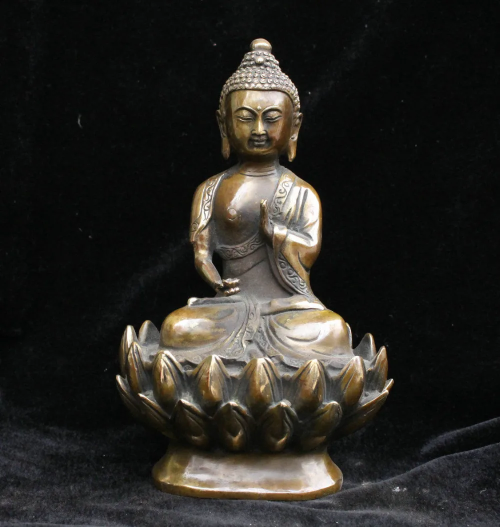 

Ancient Tibetan Buddhism Bronze Lotus Seat Shakyamuni Amitabha Buddha Sculpture