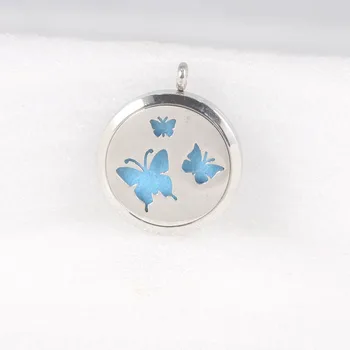 

30mm Screw Stainless Steel Essential Oil Diffuser Locket Pendant Butterfly Perfume Aromatherapy Pendant for Women Jewelry Making