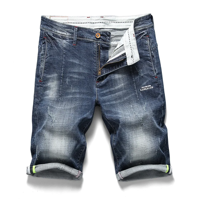 Мужские летние модные брендовые повседневные Прямые джинсы с буквенным принтом короткие мужские свободные Бермуды для пляжа джинсовые шорты плюс размер 40