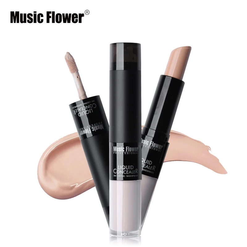 

Music Flower 3 in 1 Concealer Set Highlighter Full Cover Creamy Stick + Liquid Concealer with Ball Applicator
