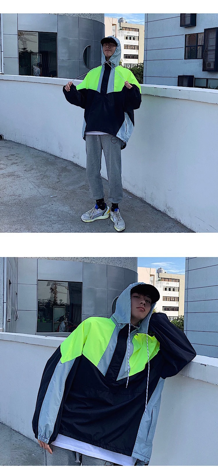2019 Весенняя Новинка для мужчин корейской версии с капюшоном цвет подходящий жакет свободные Лонгслив для пары Smart повседневное Готический