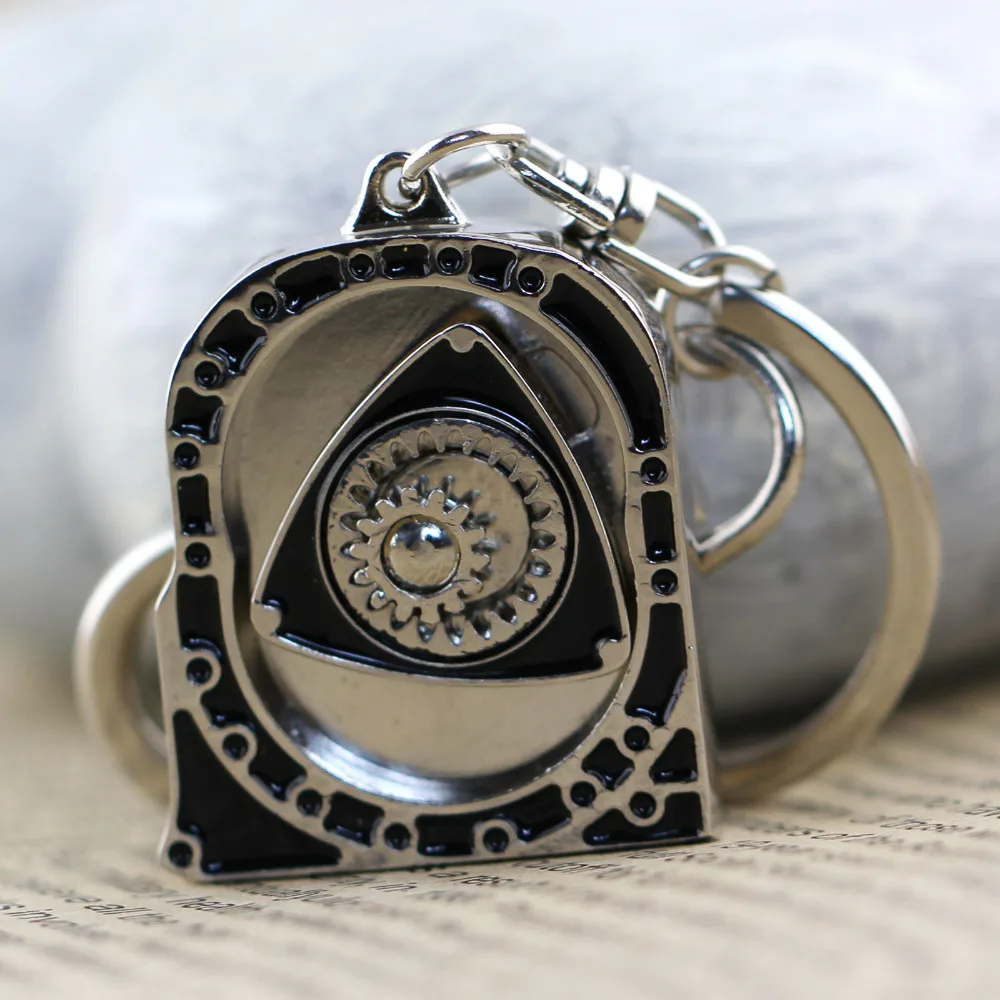 

New Rotor Keychain HOT Auto Parts Model Silver Engine Rotary Keyring Key Ring Chain Keyfob Key Holder