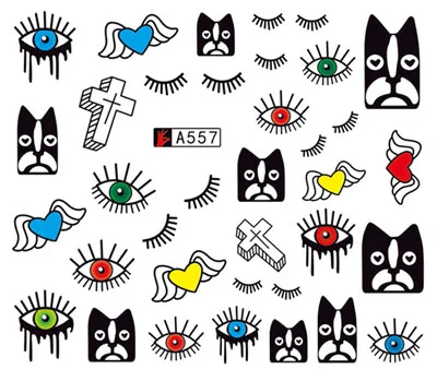 

Nail Sticker Water Decals Nails Art Tattoo Slider Eye Eyelash Cross Design Decorations Manicure Stickers Transfer Foil Wraps