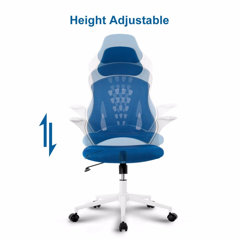 Langria De Mct166 Blue 360 Degree Swivel Ergonomic High Back Mesh