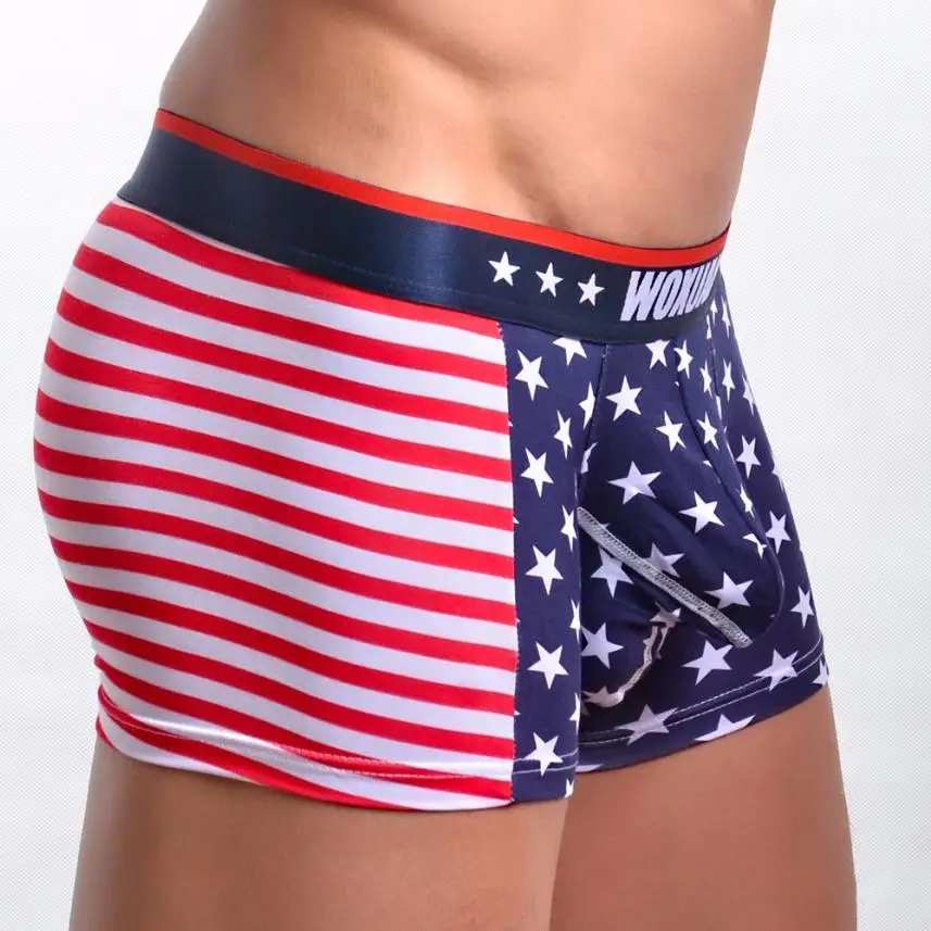 Новое поступление, американский флаг, мужское сексуальное Полосатое нижнее белье, мужские боксеры, шорты с мешочком для геев, мужские трусы#30