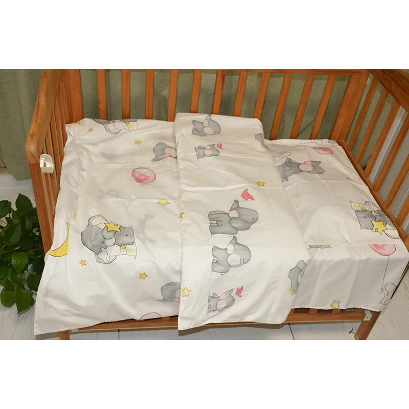 

3Pcs Cotton Crib Bed Linen Kit For Boy Girl Cartoon Baby Bedding Set Includes Pillowcase Bed Sheet Duvet Cover Without Filler