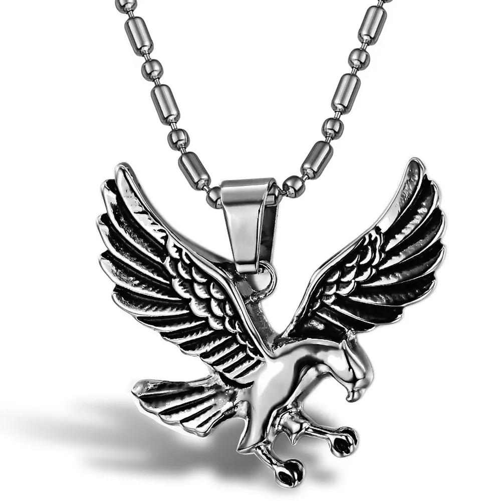 Mens Stainless Steel Eagle Pendant Necklaces Unique Classic Cool