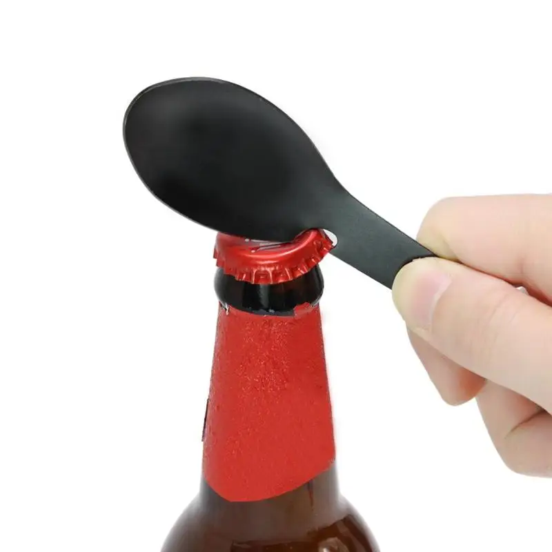 Multi-función de Camping Picnic Acero inoxidable cuchara tenedor cuchillo con abrebotellas cocina 5 en 1 herramientas de supervivencia al aire libre Multi-función de Camping Picnic Acero inoxidable cuchara tenedor cuchillo con abrebotellas cocina 5 en 1 herramientas de supervivencia al aire libre