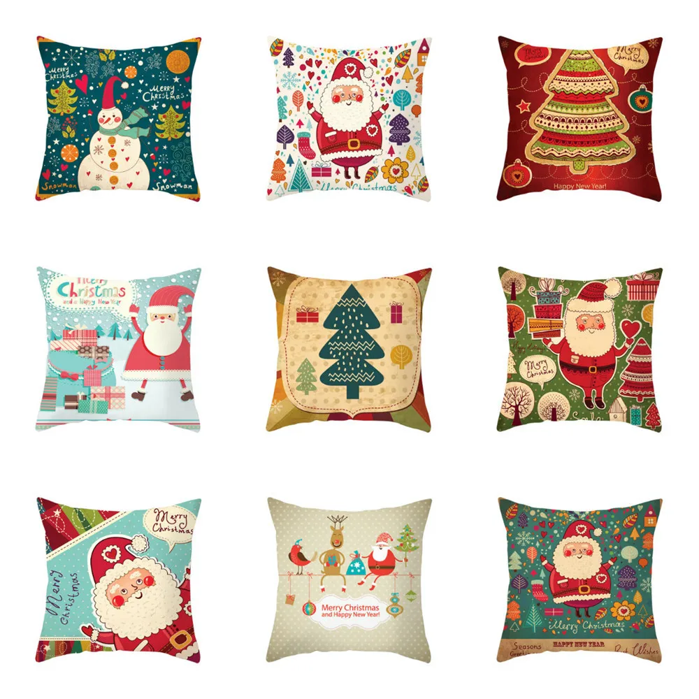 

Pillowcases Merry Christmas Soft Peach skin Throw Pillow Cover Cushion Cover Home Decor Funda Cojin Housse de Coussin Cojines