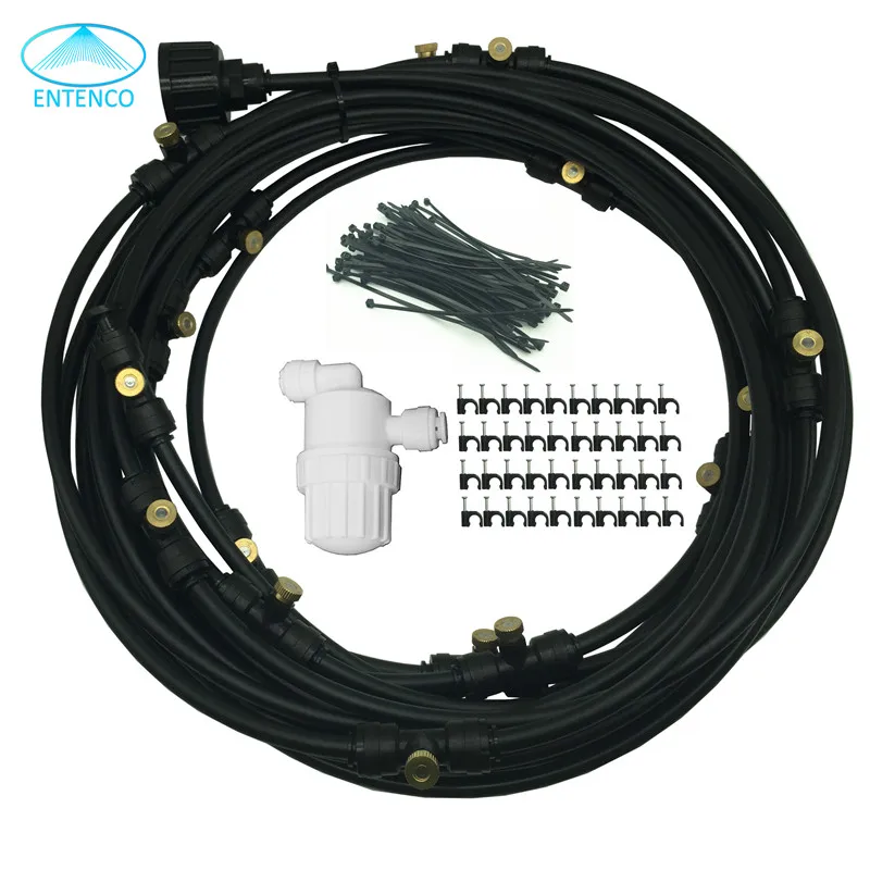 

A170 High quality water inline filter 12M garden patio cooling system with 16pcs mist fog nozzles