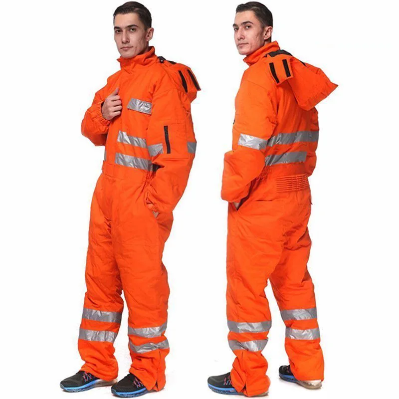 Orange winter coveralls for men insulated winter work