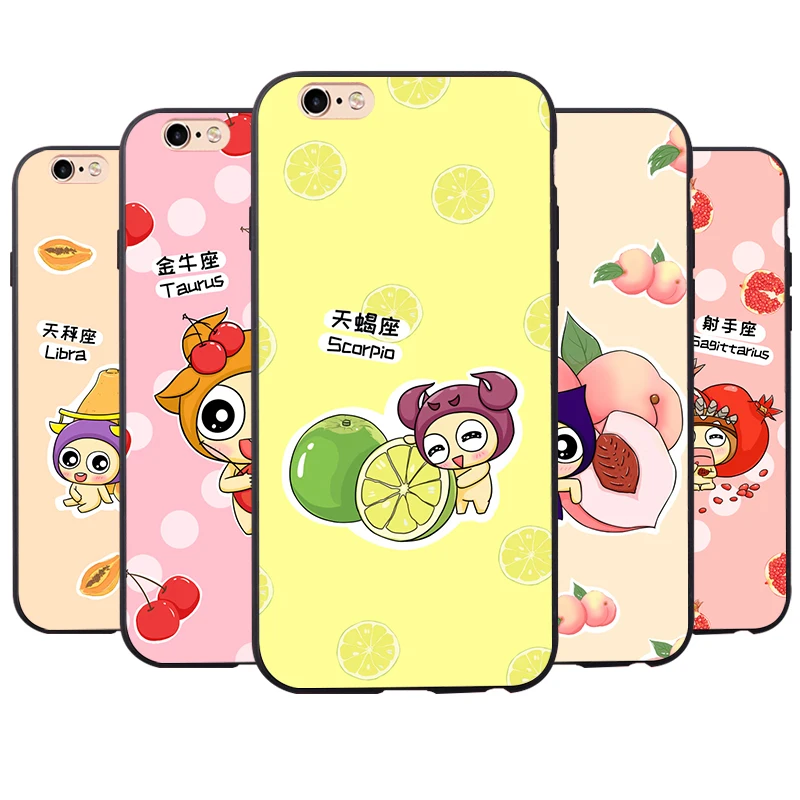 Милый мультфильм фрукты чехол для телефона Apple iPhone 6 6S двенадцать знаки матовый