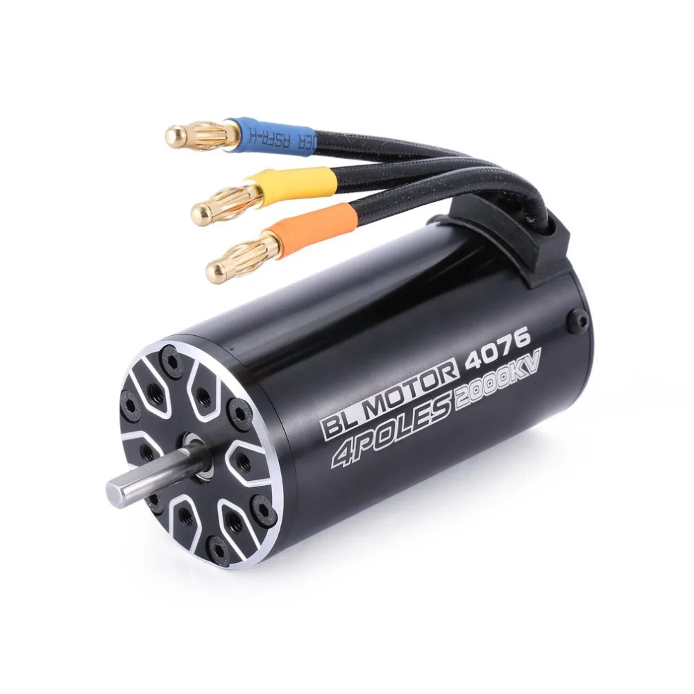 

4076 2000KV 4 poles Sensorless Brushless Motor 120A ESC with LED Programming Card Combo Set for 1/8 RC Car Truck