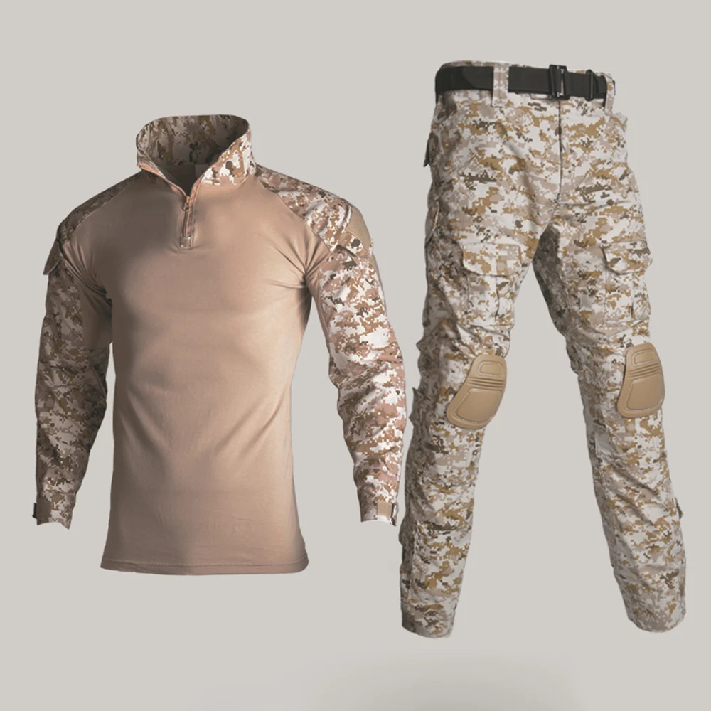 Военная Униформа рубашка+ брюки с наколенниками налокотники Открытый страйкбол Пейнтбол тактический Ghillie костюм камуфляж Охота Одежда
